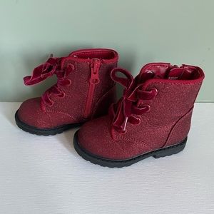 EUC Cat and Jack Size 5 Baby/Toddler Girls Red Sparkly Valentine’s Day Boots